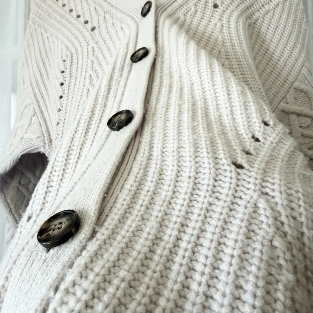 Something Navy Long Cable Knit Sweater Cardigan Size XS